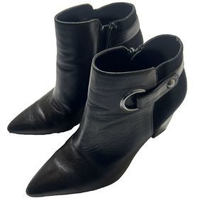 Aerosole 5.5 Leather Heel rest Ankle Boots Black 3” Heel Pointed